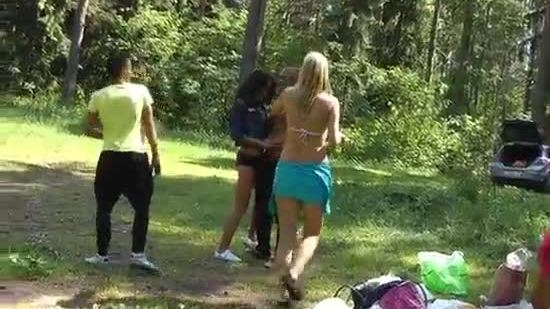 Three sexy student girls fuck black guy